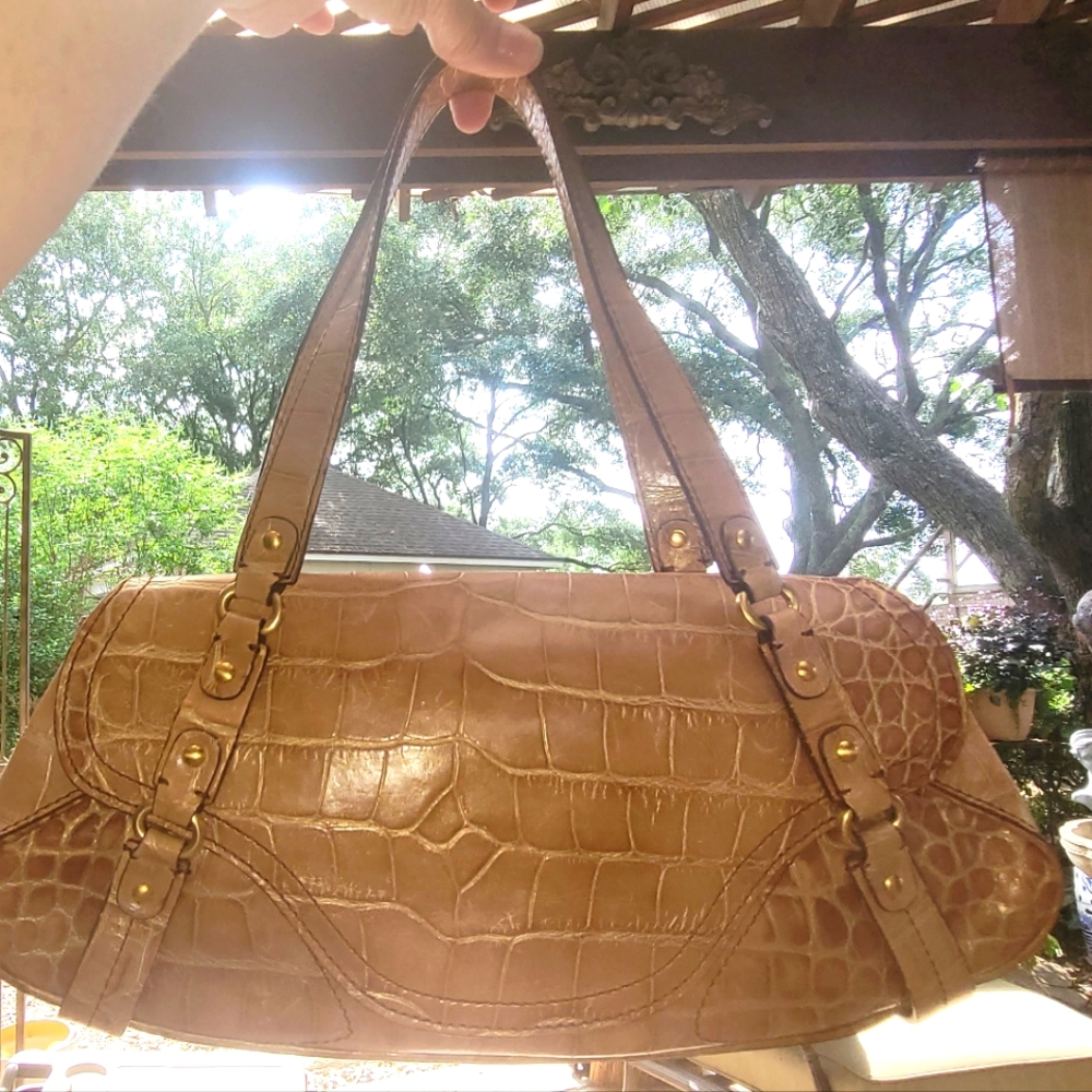 Cole Haan Tan Crocodile-Embossed Women's Shoulder bag